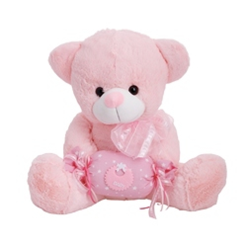 Pink teddy bear with candy